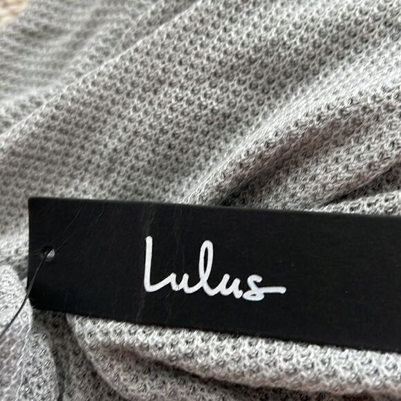 Lulus Personal Record Heather Grey Knit Balloon Sleeve Sweater Top - Picture 3 of 7